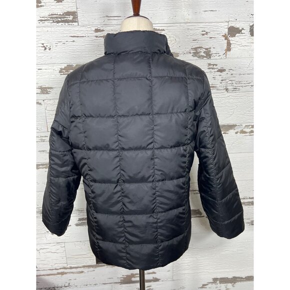 L.L. BEAN Women's Reversible Down Jacket Ivory and Black Sz M EUC - Picture 2 of 5